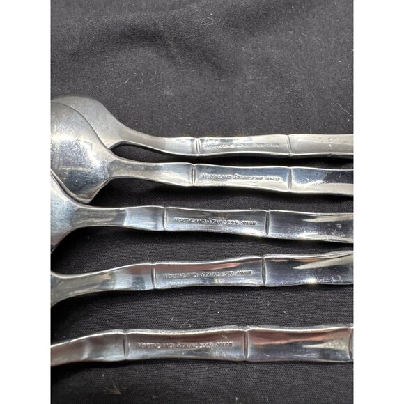 Set Of 5 Sumatra by Oneida Bamboo Glossy Northland Stainless Steel Spoons - Picture 3 of 5